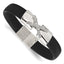 Stainless Steel Polished Black Silicone with Cubic Zirconia Bracelet