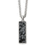 Chisel Stainless Steel Polished with Alabaster Stone Inlay Rectangle Pendant on a 22 inch Curb Chain Necklace