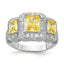 Cheryl M Sterling Silver Rhodium-plated Yellow Radiant-cut and White Brilliant-cut CZ 3 Stone Ring