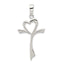 Sterling Silver 925 Heart Cross Pendant with Polished Elegant Finish
