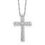 Sterling Silver Rhodium-Rhodium-Plated CZ Cross 18in With 2 Inch Extention. Necklace