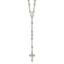 Sterling Silver Rhodium-plated Beaded Rosary Necklace