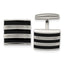 Grooved Cufflinks in Stainless Steel with Black Rubber Stripes