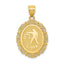 14K Gold Libra Zodiac Oval Pendant with Polished Satin Finish