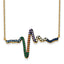 Prizma Sterling Silver Gold-tone 14K Flash Gold-plated 18 inch Colorful CZ Heartbeat Necklace with 1 inch Extender