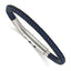Stainless Steel Polished Blue Wire and Black Polyurethane Adjustable 7.75 to Bracelet for Men