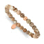 Stainless Steel Polished Rose IP-plated 6mm Brown Jasper Beaded Stretch Bracelet for Women