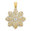 14K w/ Rhodium D/C Flower Charm