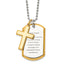 Chisel Stainless Steel Polished Yellow IP-plated 2 Piece Cross and Serenity Prayer Dog Tag on a 24 inch Ball Chain Necklace