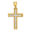14k Polished with Rhodium Diamond-cut Textured Fancy Latin Cross Pendant