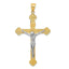 14K Two-Tone Gold INRI Crucifix Pendant Solid, Casted, 50mm