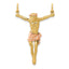 14K Two-Tone Gold Corpus Pendant with Rose Accent Elegant Religious Charm