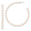 Sterling Silver Rhodium-plated 5-6mm White Rice Freshwater Cultured Pearl Post C-Hoop Earrings