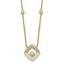 Sterling Silver Gold-tone CZ and Champagne Enamel Square 16 inch with 1.5 inch Extension Necklace