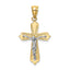 14K Two-Tone Gold Crucifix Pendant with Polished Finish and Solid Design