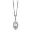 Cheryl M Sterling Silver Rhodium-plated Polished Fancy Marquise CZ Halo with 2 Inch Extension Necklace
