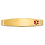 Unisex 14K Gold Polished Medical ID Bracelet with Red Enamel
