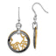 Stainless Steel Gold-Tone Ceramic Polished & Laser Design Drop Dangle Earrings for Women
