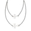 Stainless Steel Polished Unisex Layered Necklace with Sideways Cross