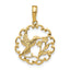 14K Gold Hummingbird and Flower Pendant with Polished Finish