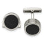 Grooved Round Cufflinks in Stainless Steel with Black IP Plating