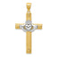 14K Two-Tone Gold Claddagh Cross Pendant with Polished Finish Solid Design