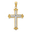 14K Gold Rhodium-Plated Budded Cross Pendant, Elegant Solid Design by Sophia Jewelers