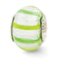Sterling Silver Murano Glass Bead in Light/Dark Green Elegant 925 Jewelry