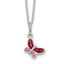 Sterling Silver Polished Pink, Red and White Enameled Butterfly Children's Necklace