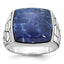 14k White Gold Mens Cushion Sodalite Ring