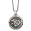 Chisel Stainless Steel Antiqued with Black CZ Chimera Pendant on a 24 inch Box Chain Necklace