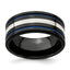 Edward Mirell Black Ti Sterling 925 & Grooved Blue Anodized Band