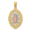 14K Tri-Color Gold Our Lady of Guadalupe Pendant Polished and Textured