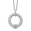 Sterling Silver Rhodium-Plated-plt Polished and Brushed CZ w/2in. ext Necklace