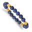 Stainless Steel Polished Yellow IP-plated 6-8mm Lapis Beaded Stretch Bracelet for Women