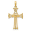 14K Gold Claddagh Cross Pendant with Solid Cast Design, 34mm