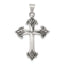 Sterling Silver 925 Fleur De Lis Cross Pendant with Polished Anti-Tarnish Finish