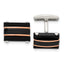 Stainless Steel Black & Rose-Tone Polished Cuff Links