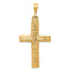 10K Gold Diamond-Cut Cross Pendant Solid Polished Finish 45mm