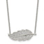 CZ Leaf Pendant Necklace in Stainless Steel, 18in