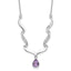 Sterling Silver Amethyst & Topaz Necklace with Polished Rhodium Finish