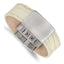 Stainless Steel Brushed White Leather ID Bracelet for Men