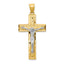 14K Two-Tone Gold Diamond-Cut Latin Crucifix Pendant Polished Solid Design