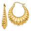 14K Gold Polished Scalloped Hoop Earrings for Women Elegant Hollow Design