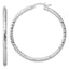 Sterling Silver Rhodium-Plated Textured Hoop Earrings for Women 53mm Elegant Design