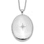 Sterling Silver Rhodium-plated Diamond 26mm Oval Locket Necklace