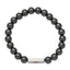 Stainless Steel Polished with Red Enamel Medical ID 8mm Hematite Beaded Stretch Bracelet