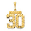14K Gold Large Diamond-Cut Number 30 Charm with Brushed Finish