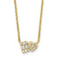 Sterling Silver Gold-tone Polished Heart and Rectangle with Round and Baguette CZ 16 Inch with 2 Inch Extension Necklace