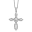 Cheryl M Sterling Silver Rhodium-plated Brilliant-cut CZ Cross 18 Inch Necklace with 2 Inch Extender